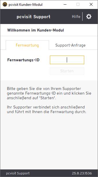 Tragen Sie bitte Fernwartungs-ID in das Textfeld ein. Tragen Sie bitte Fernwartungs-ID in das Textfeld ein.